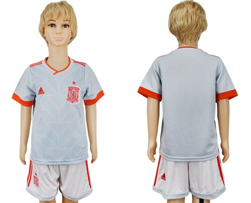 Spain Blank Away Kid Soccer Country Jersey - Click Image to Close